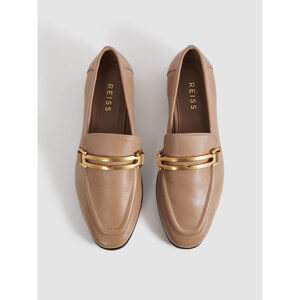 REISS ANGELA Leather Rounded Loafers